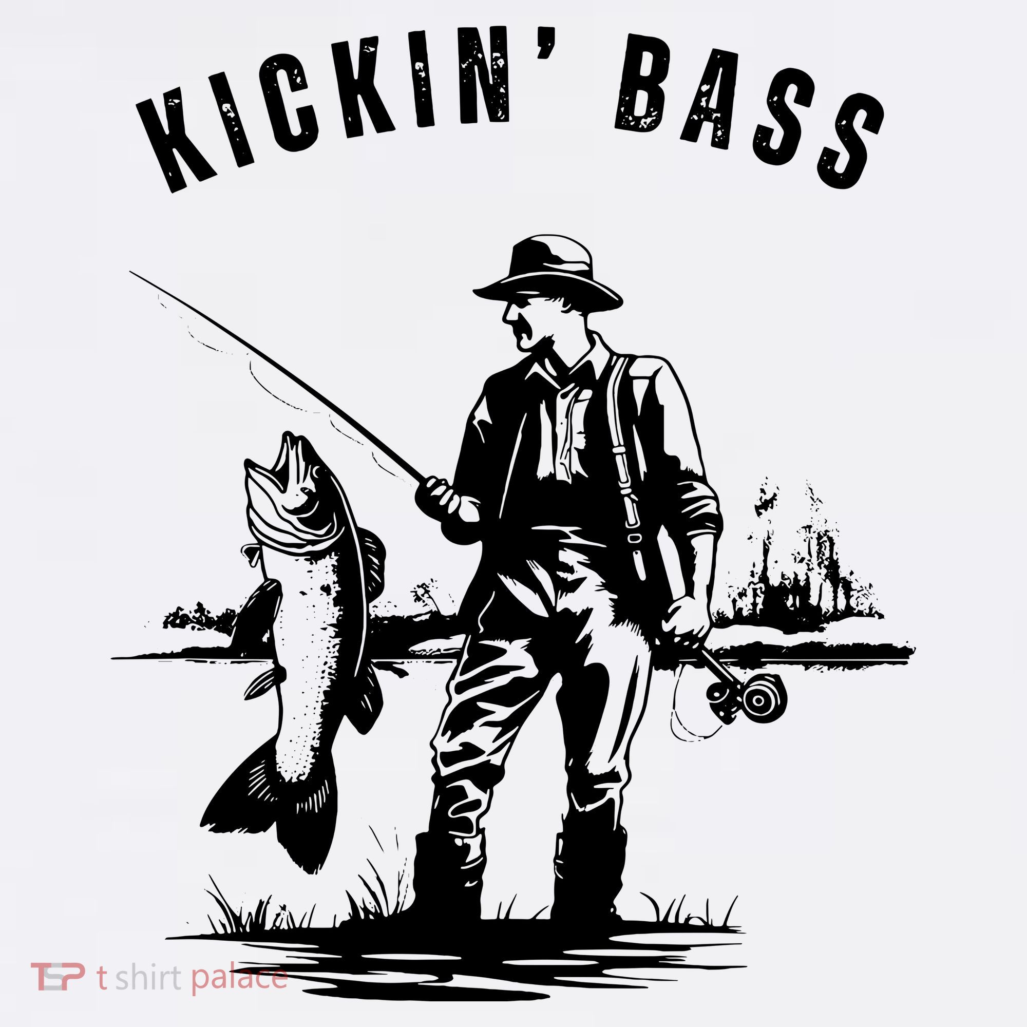 Kickin Bass Fisherman Fishing Fish Funny Outdoors Lake Long Sleeve Shirt