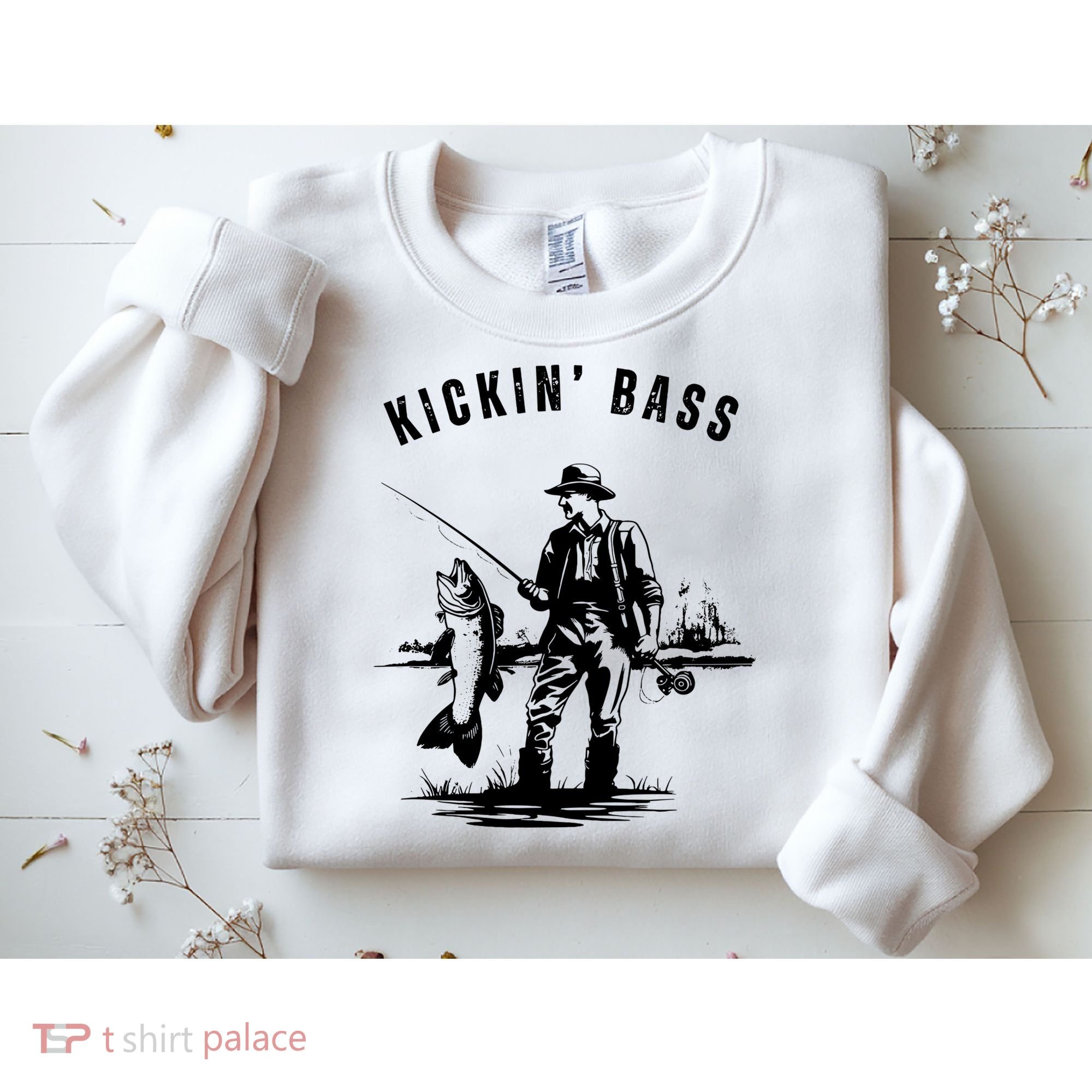 Kickin Bass Fisherman Fishing Fish Funny Outdoors Lake Sweatshirt