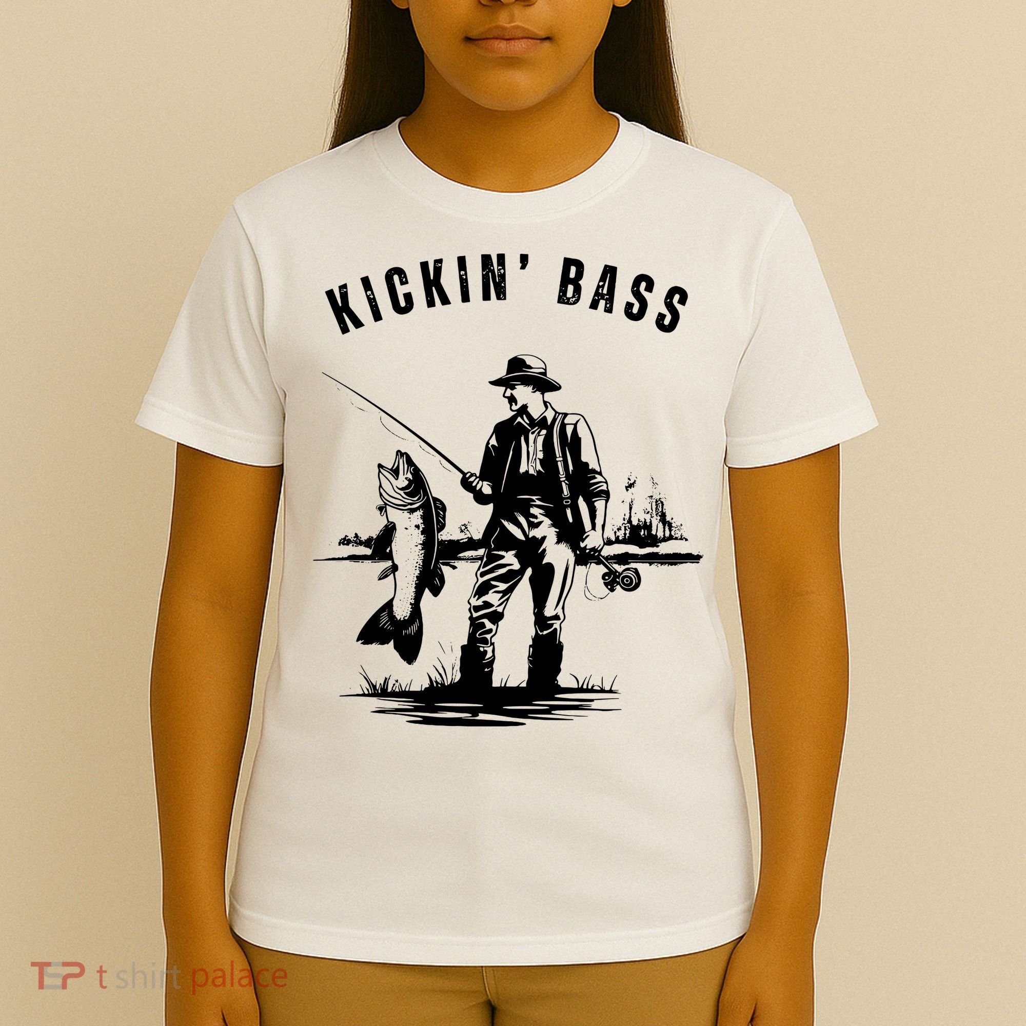 Kickin Bass Fisherman Fishing Fish Funny Outdoors Lake T-Shirt