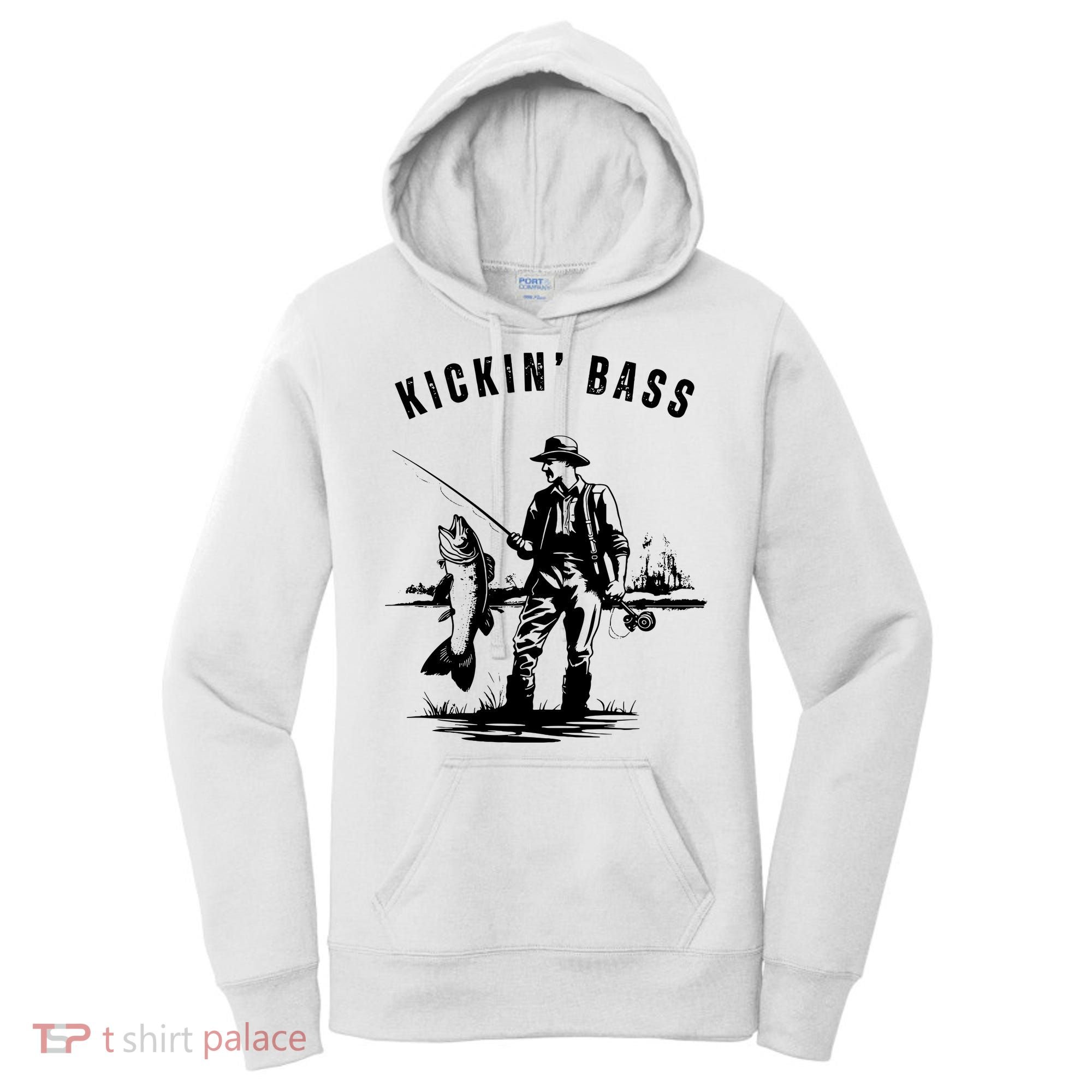 Kickin Bass Fisherman Fishing Fish Funny Outdoors Lake Women's Hoodie