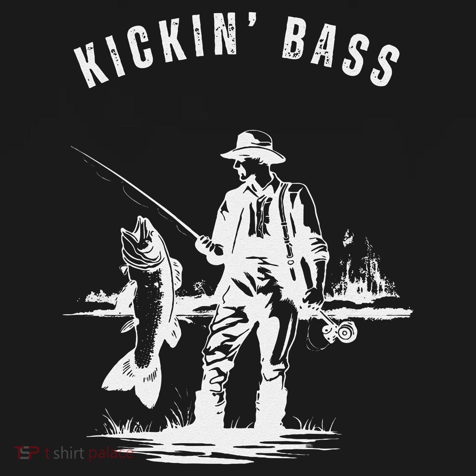 Kickin Bass Fisherman Fishing Fish Funny Outdoors Lake T-Shirt