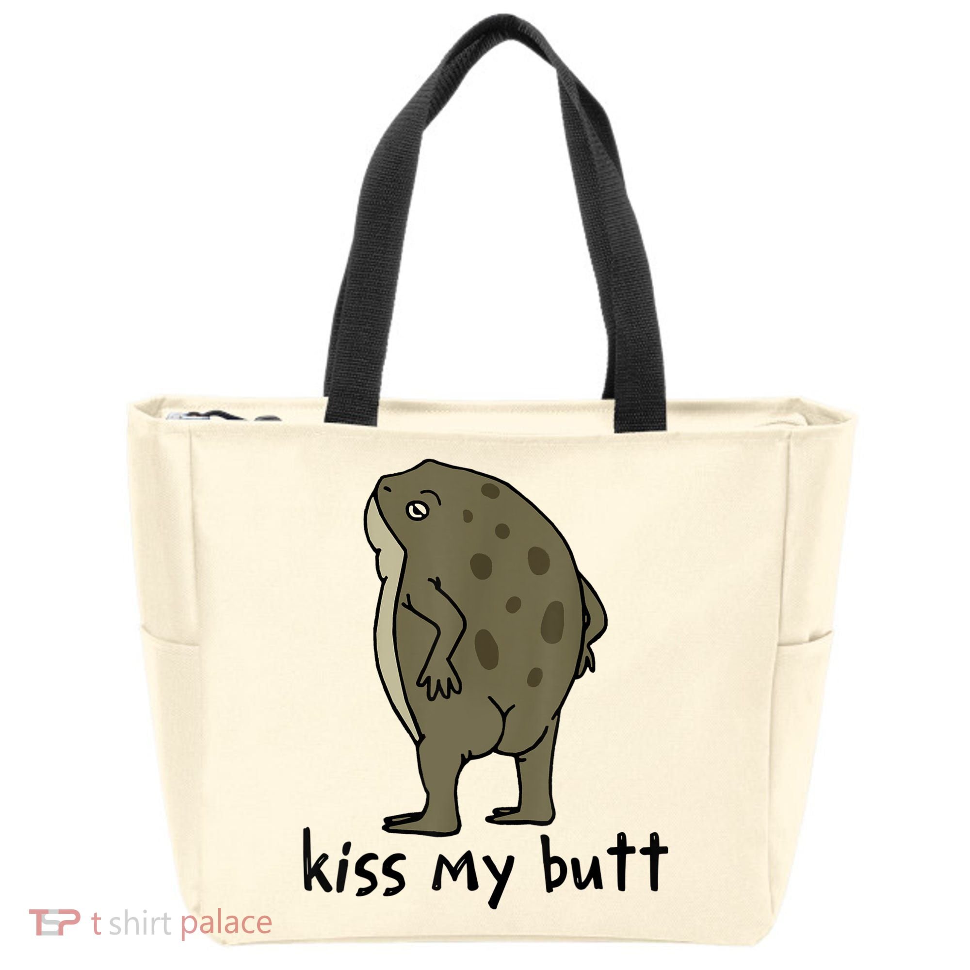 Kiss_My Butt Green Frog Tote Bag
