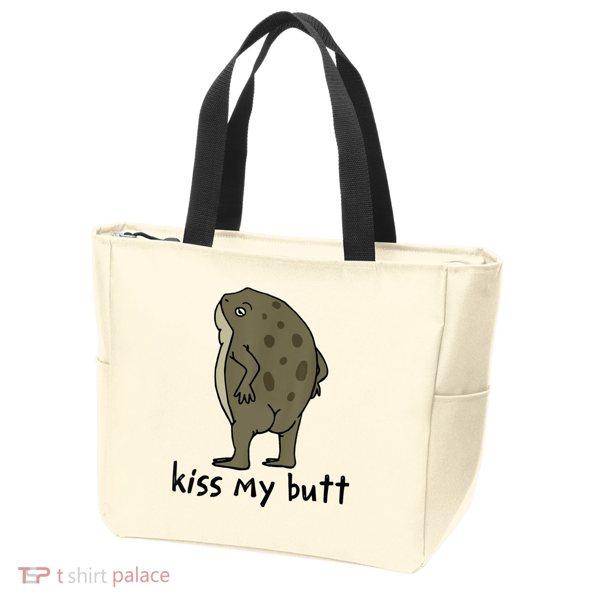 Kiss_My Butt Green Frog Tote Bag