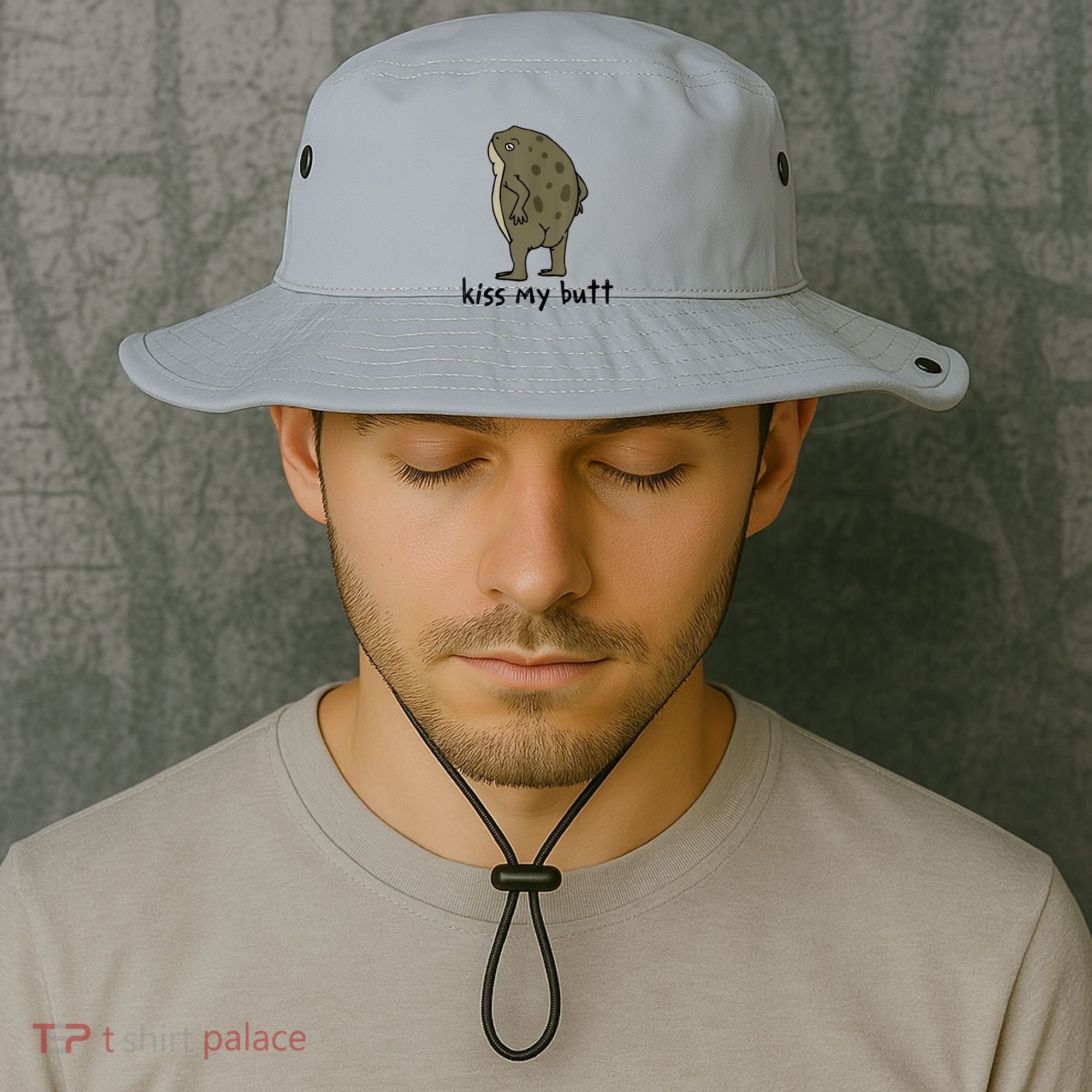 Kiss_My Butt Green Frog Bucket Hat