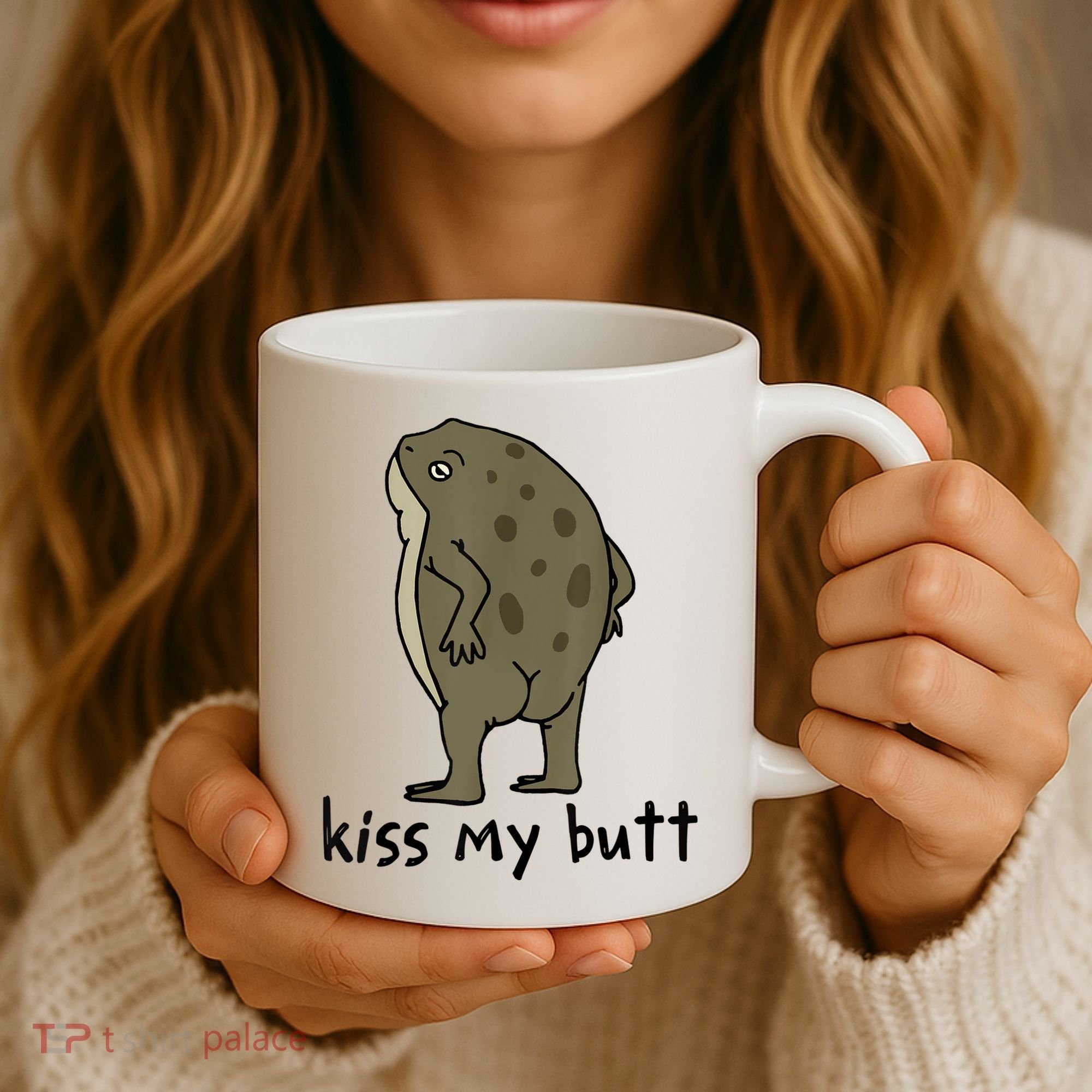 Kiss_My Butt Green Frog Coffee Mug