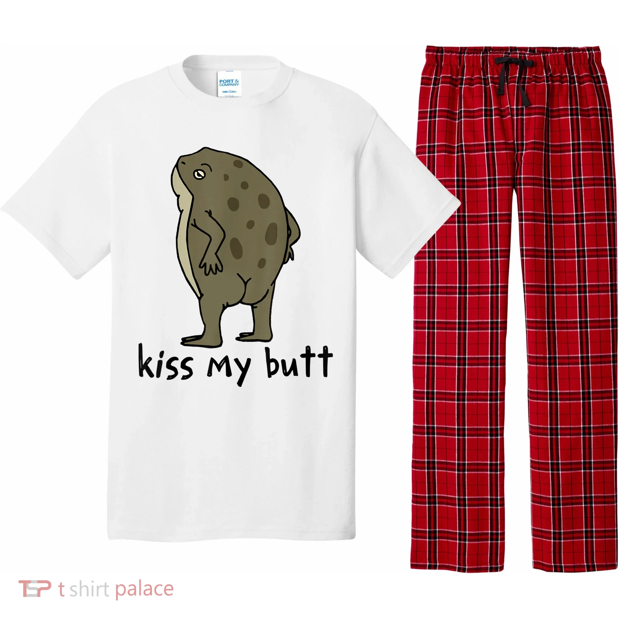 Kiss_My Butt Green Frog Pajama Set