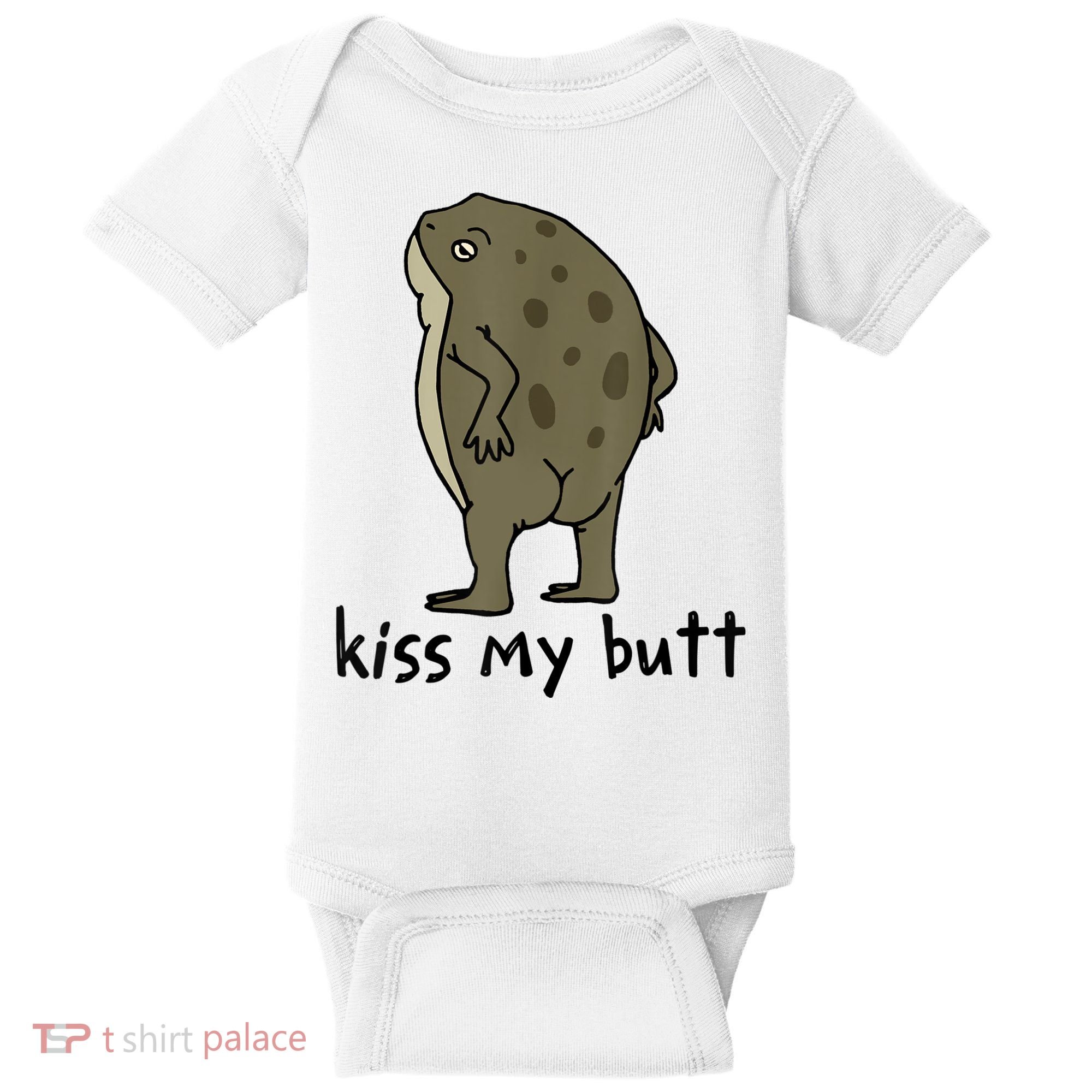 Kiss_My Butt Green Frog Baby Bodysuit