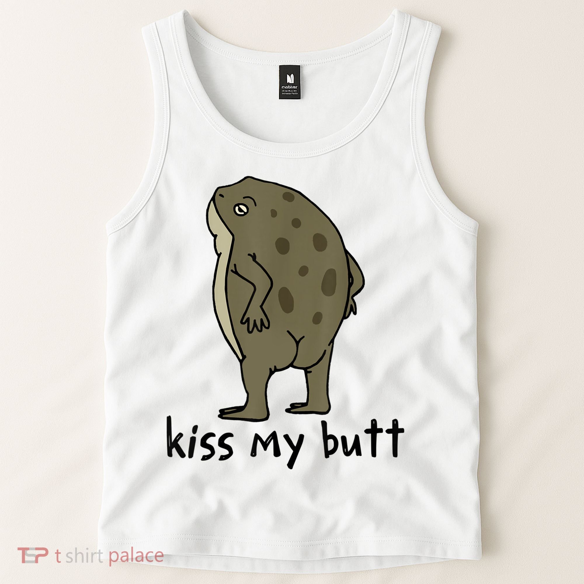 Kiss_My Butt Green Frog Tank Top