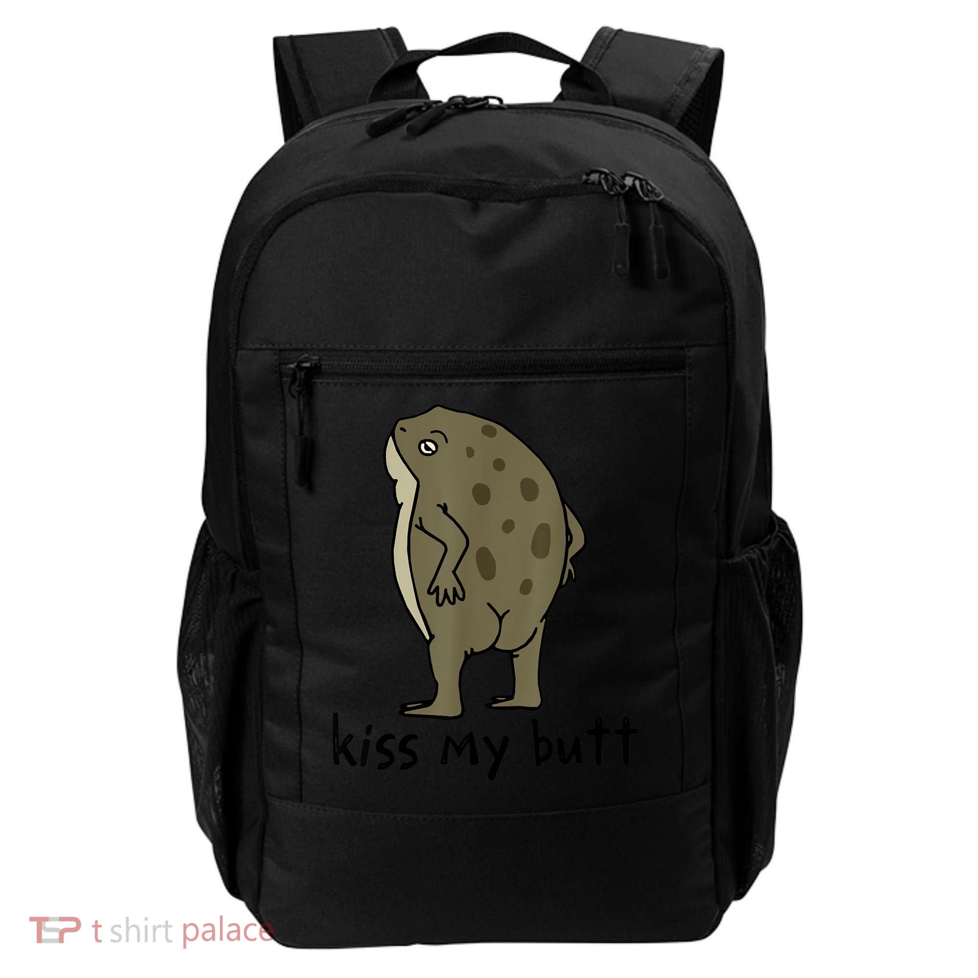 KissMy Butt Green Frog Funny Frog Backpack