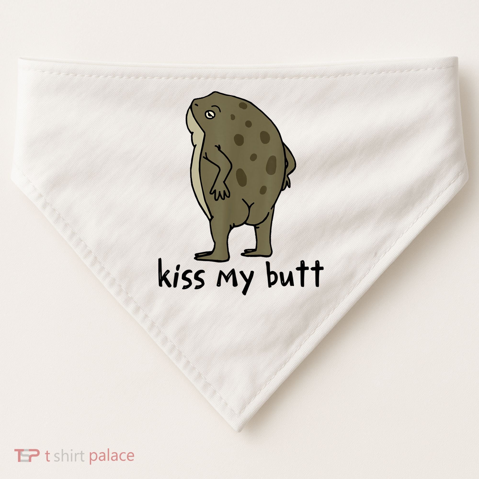 KissMy Butt Green Frog Funny Frog USA-Made Doggie Bandana