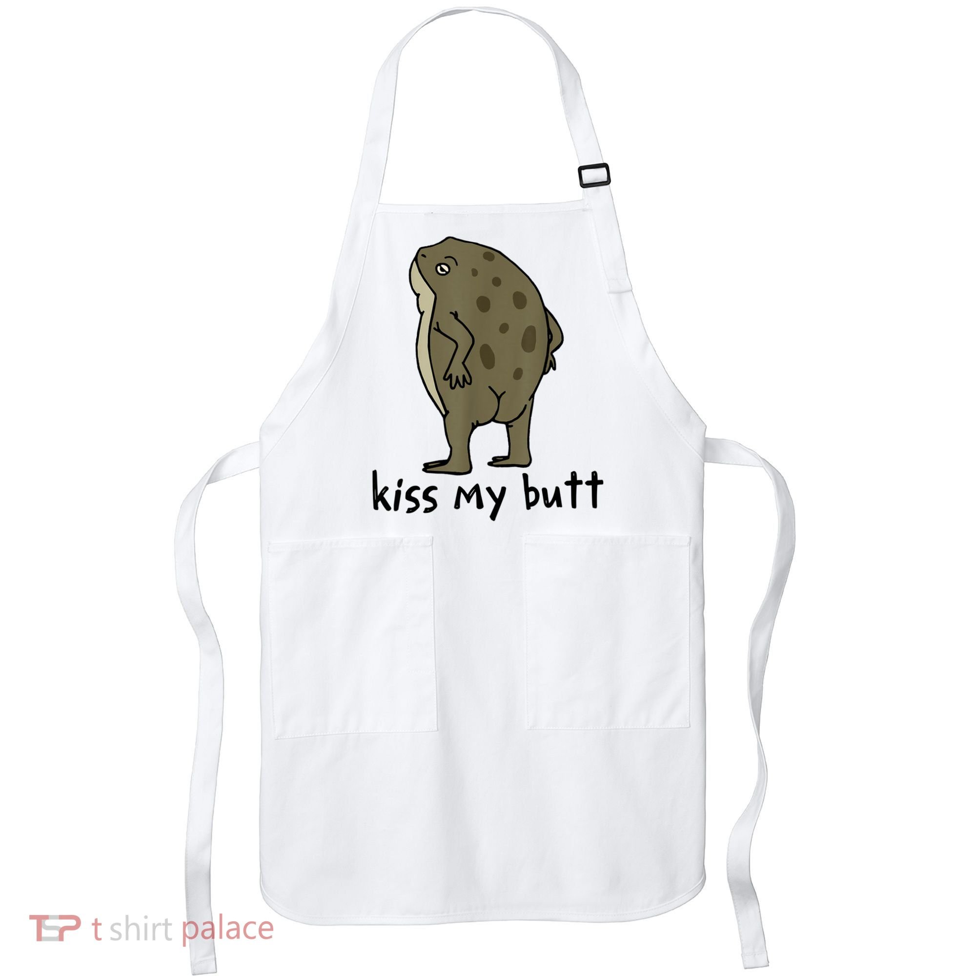 KissMy Butt Green Frog Funny Frog Apron