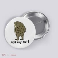 KissMy Butt Green Frog Funny Frog Button thumb 0