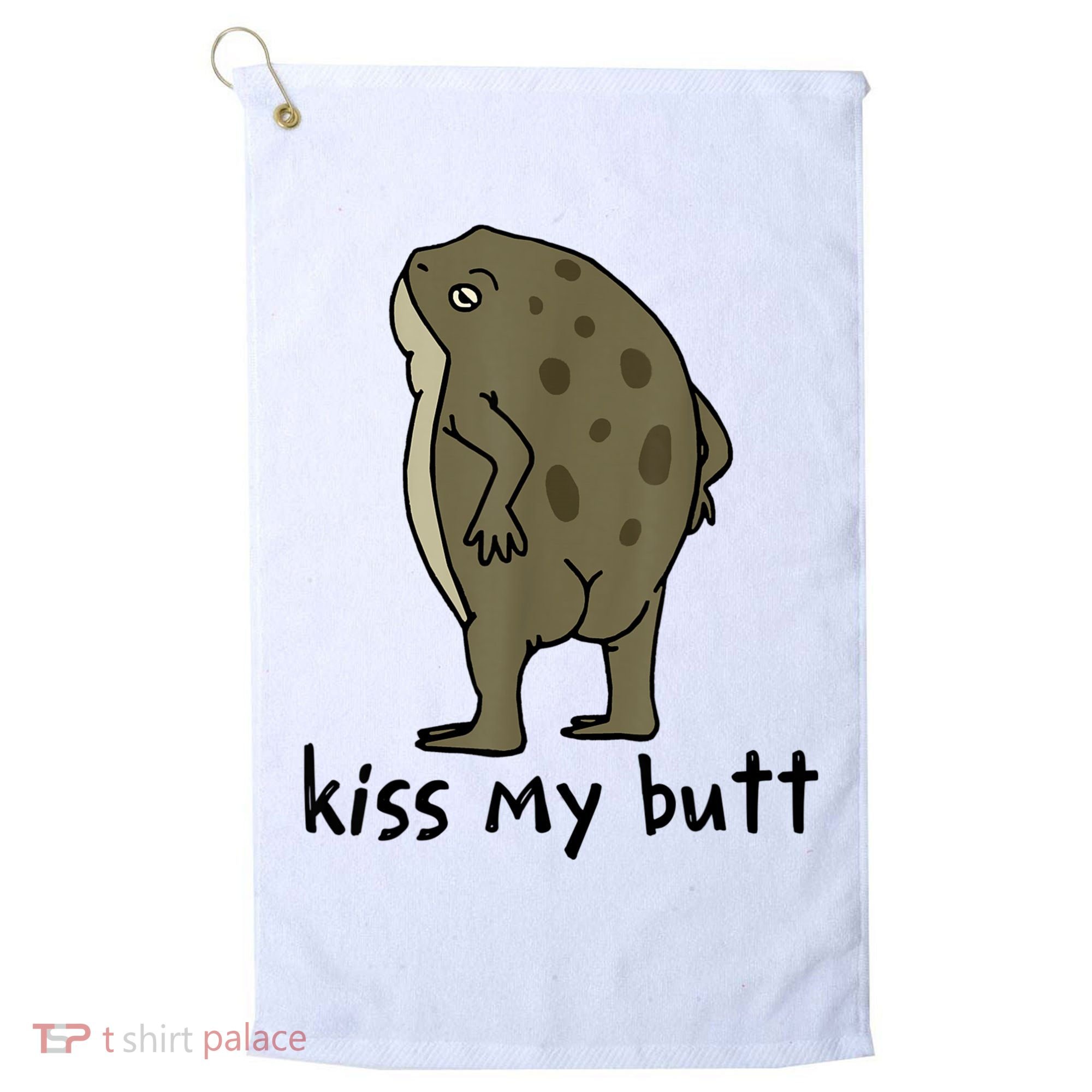 KissMy Butt Green Frog Funny Frog Golf Towel