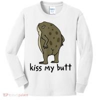 KissMy Butt Green Frog Funny Frog Kids Long Sleeve Shirt thumb 0