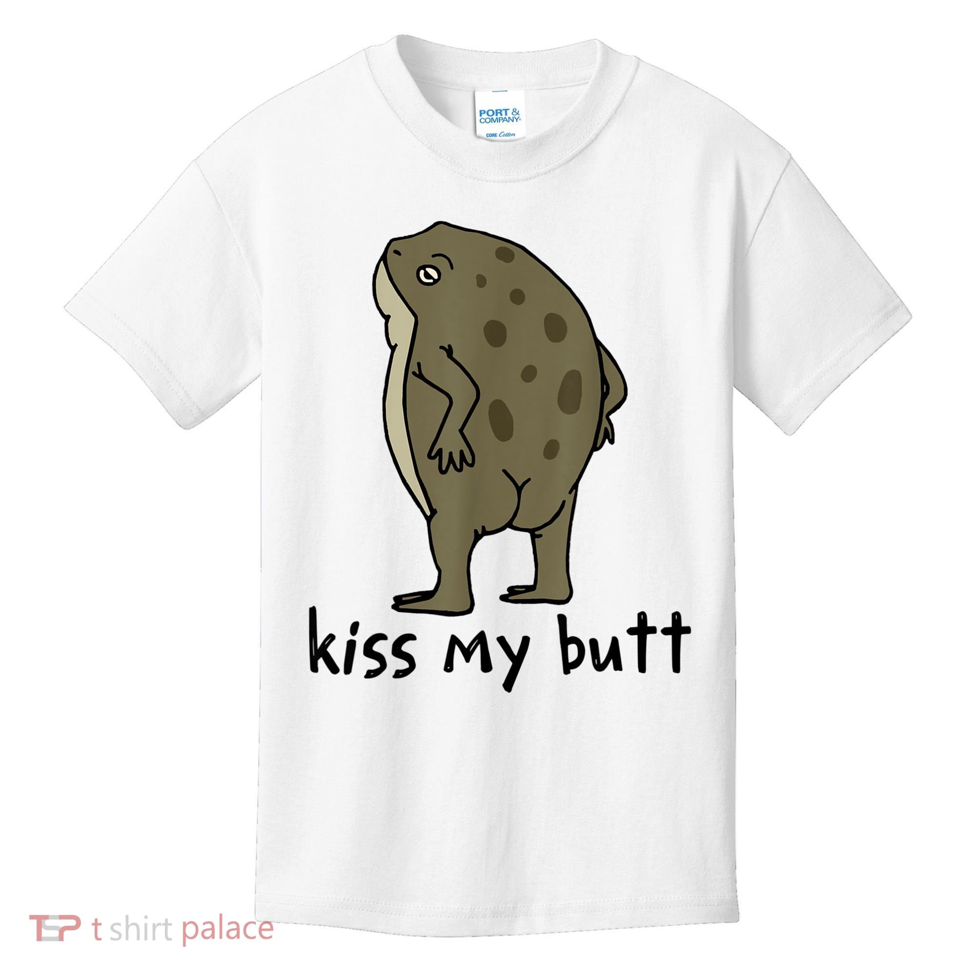 KissMy Butt Green Frog Funny Frog Kids T-Shirt