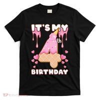 Kids Birthday Girl 4 Years Ice Cream Its My 4th Birthday T-Shirt thumb 0
