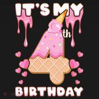 Kids Birthday Girl 4 Years Ice Cream Its My 4th Birthday Women's Hoodie thumb 2