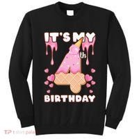 Kids Birthday Girl 4 Years Ice Cream Its My 4th Birthday Tall Sweatshirt thumb 0