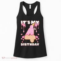Kids Birthday Girl 4 Years Ice Cream Its My 4th Birthday Women's Tank Top thumb 0