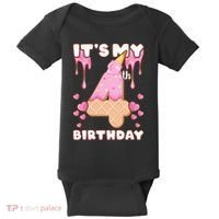 Kids Birthday Girl 4 Years Ice Cream Its My 4th Birthday Baby Bodysuit thumb 0