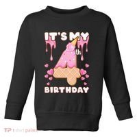 Kids Birthday Girl 4 Years Ice Cream Its My 4th Birthday Toddler Sweatshirt thumb 0