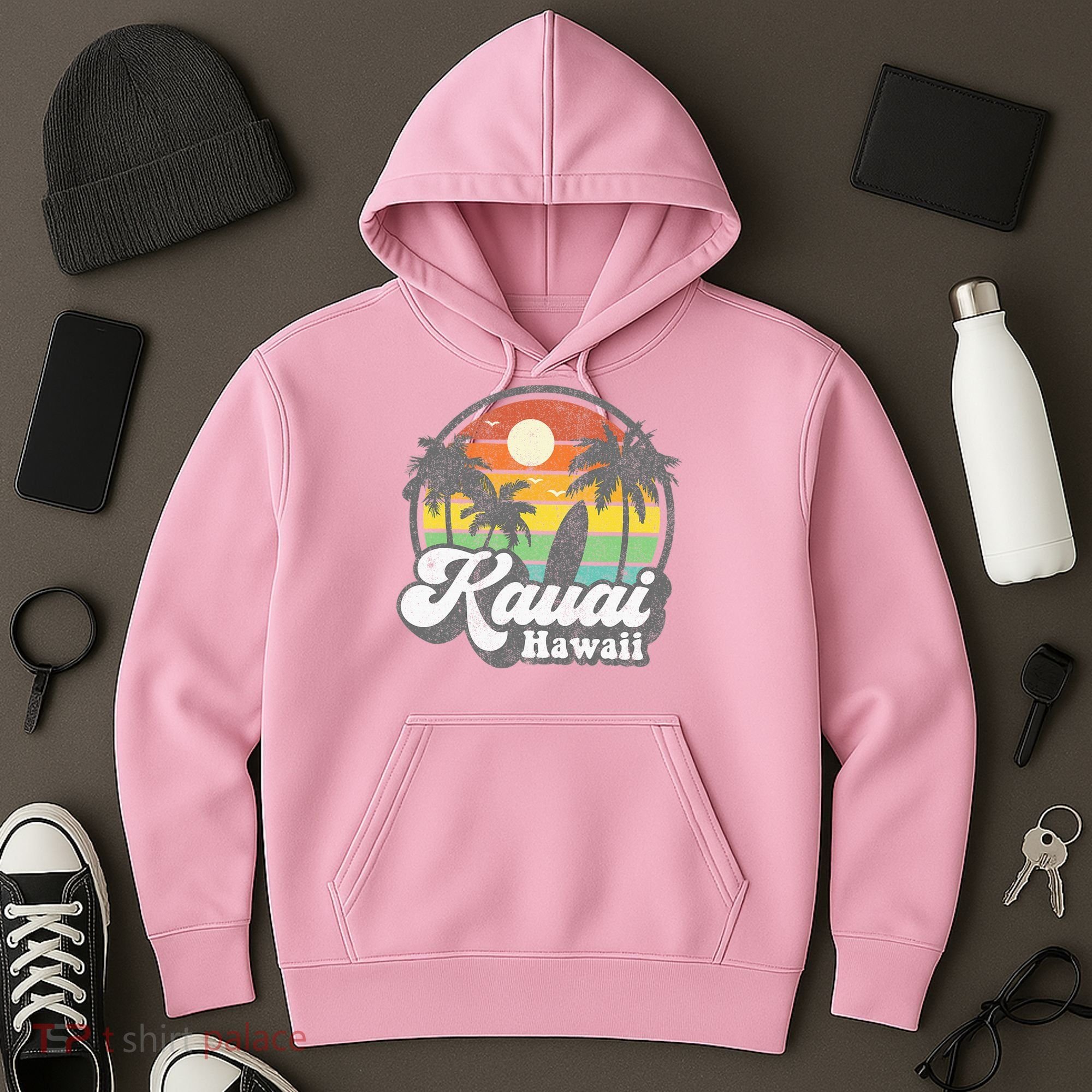 Kauai Beach Hawaii Surf Hawaiian Surfing 70s Hoodie