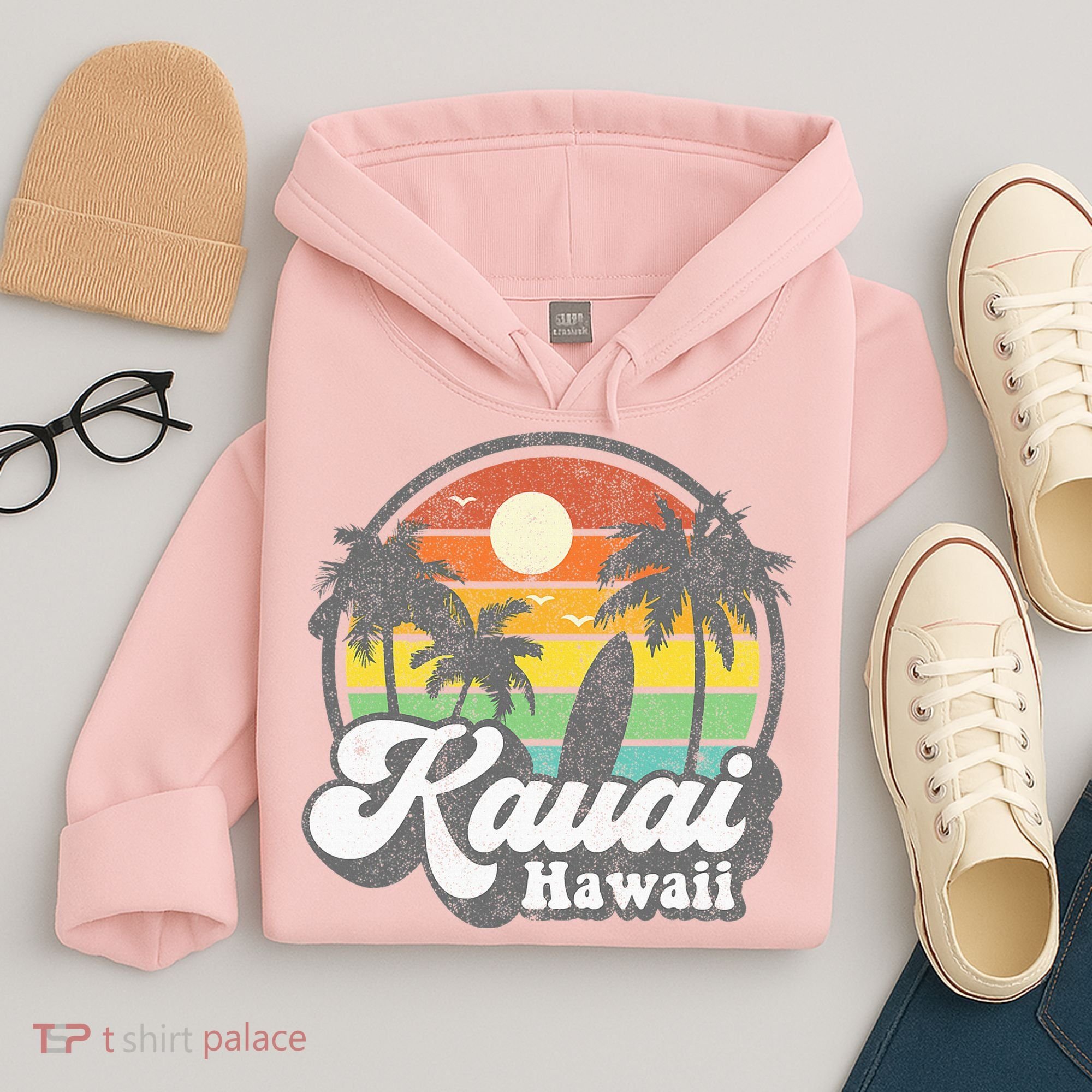 Kauai Beach Hawaii Surf Hawaiian Surfing 70s Hoodie