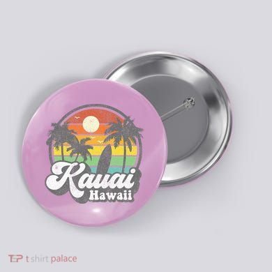 Kauai Beach Hawaii Surf Hawaiian Surfing 70s Button