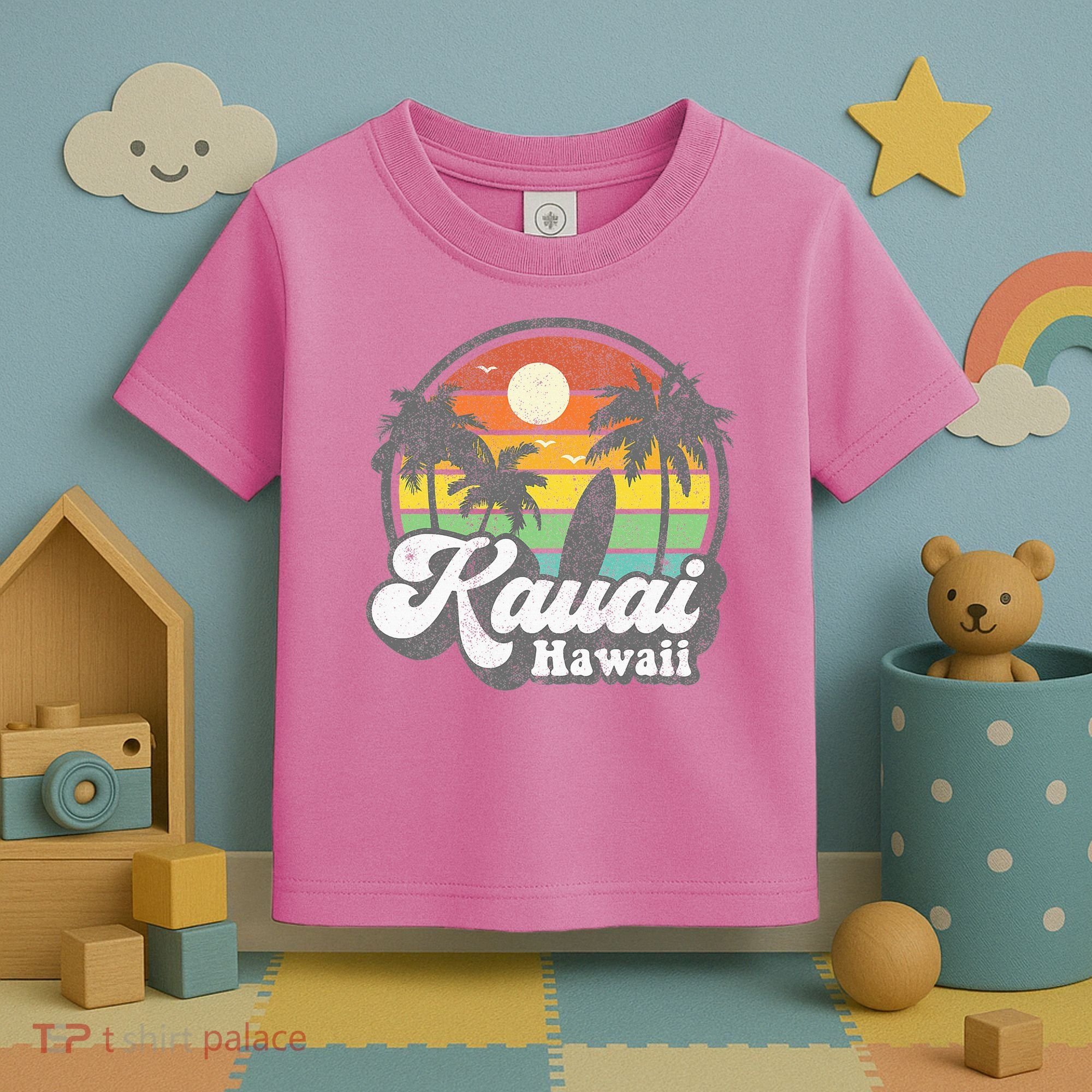 Kauai Beach Hawaii Surf Hawaiian Surfing 70s Toddler T-Shirt