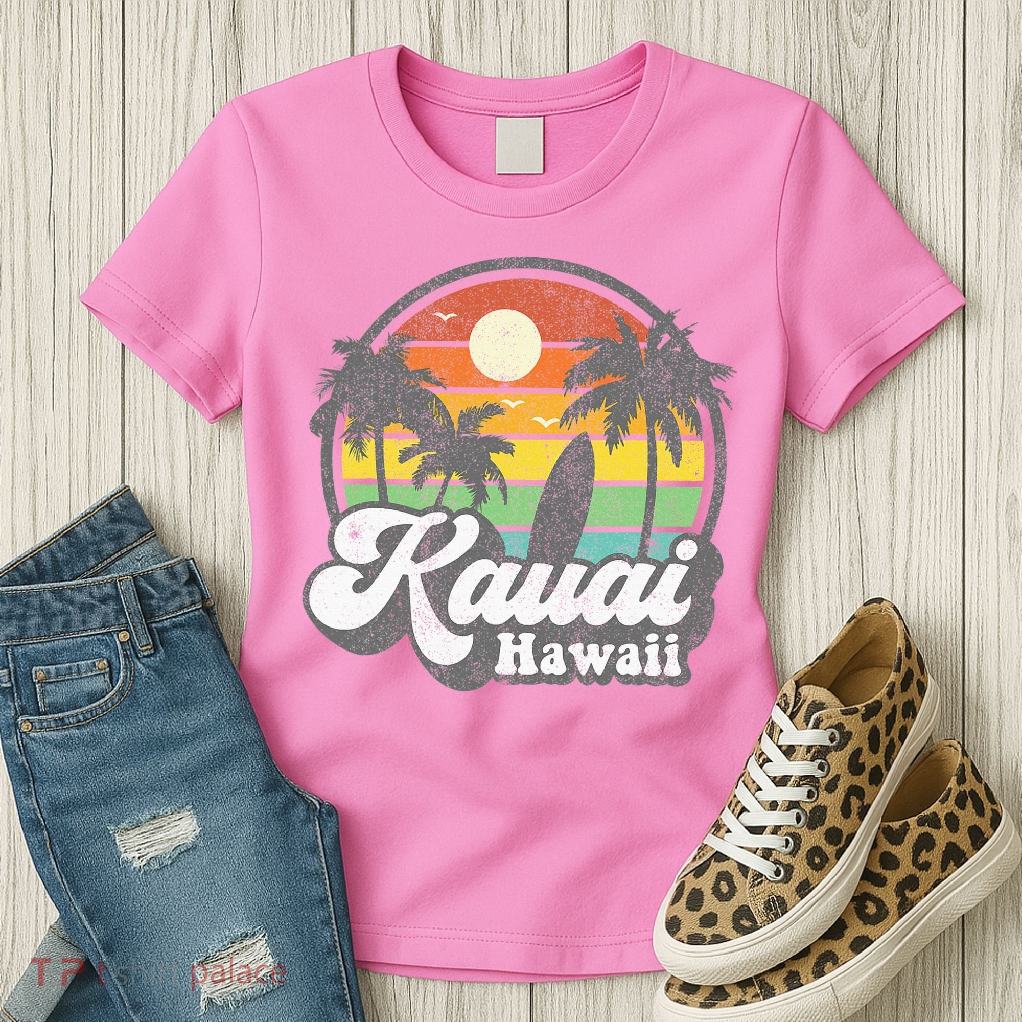 Kauai Beach Hawaii Surf Hawaiian Surfing 70s Women's T-Shirt