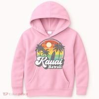 Kauai Beach Hawaii Surf Hawaiian Surfing 70s Kids Hoodie thumb 0