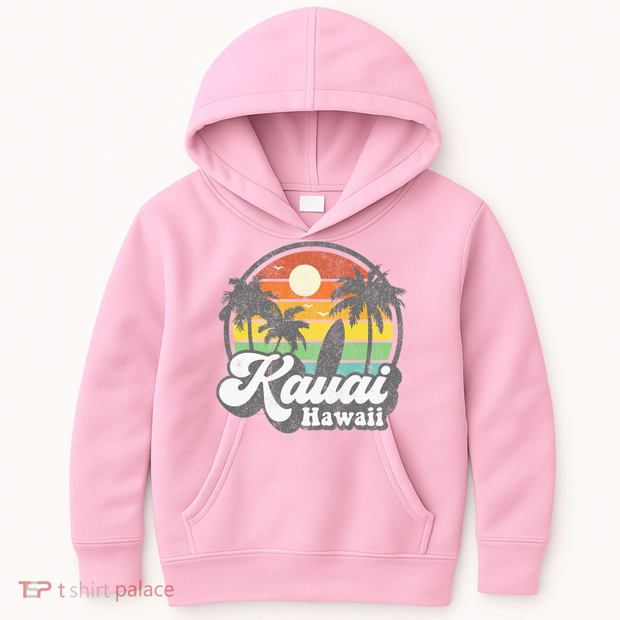 Kauai Beach Hawaii Surf Hawaiian Surfing 70s Kids Hoodie
