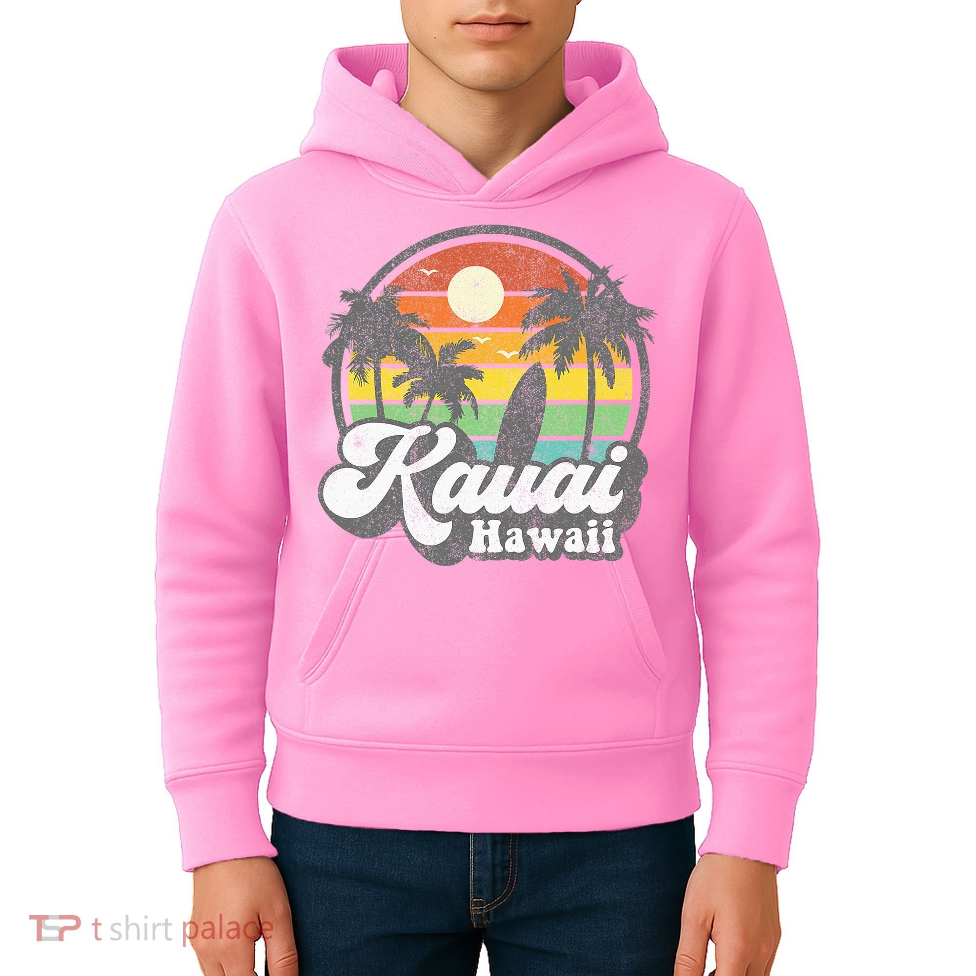 Kauai Beach Hawaii Surf Hawaiian Surfing 70s Kids Hoodie