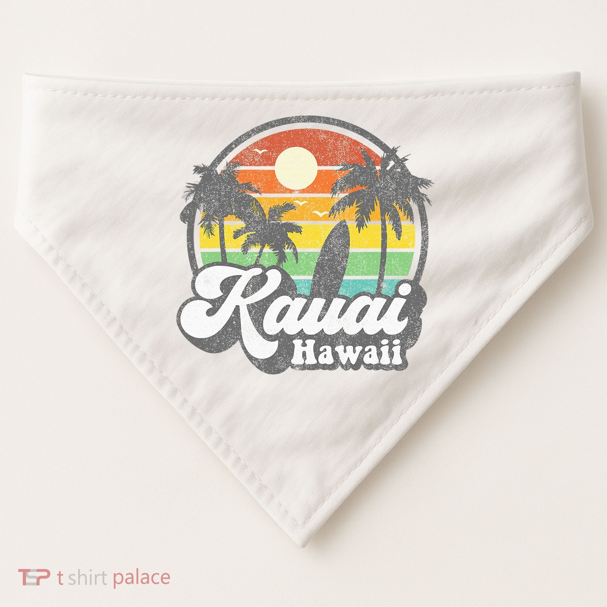 Kauai Beach Hawaii Surf Hawaiian Surfing 70s USA-Made Doggie Bandana