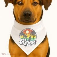 Kauai Beach Hawaii Surf Hawaiian Surfing 70s USA-Made Doggie Bandana thumb 1