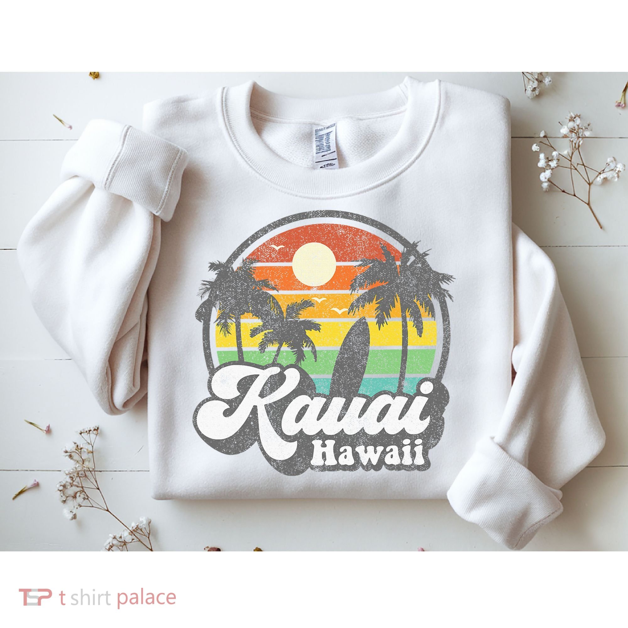 Kauai Beach Hawaii Surf Hawaiian Surfing 70s Sweatshirt