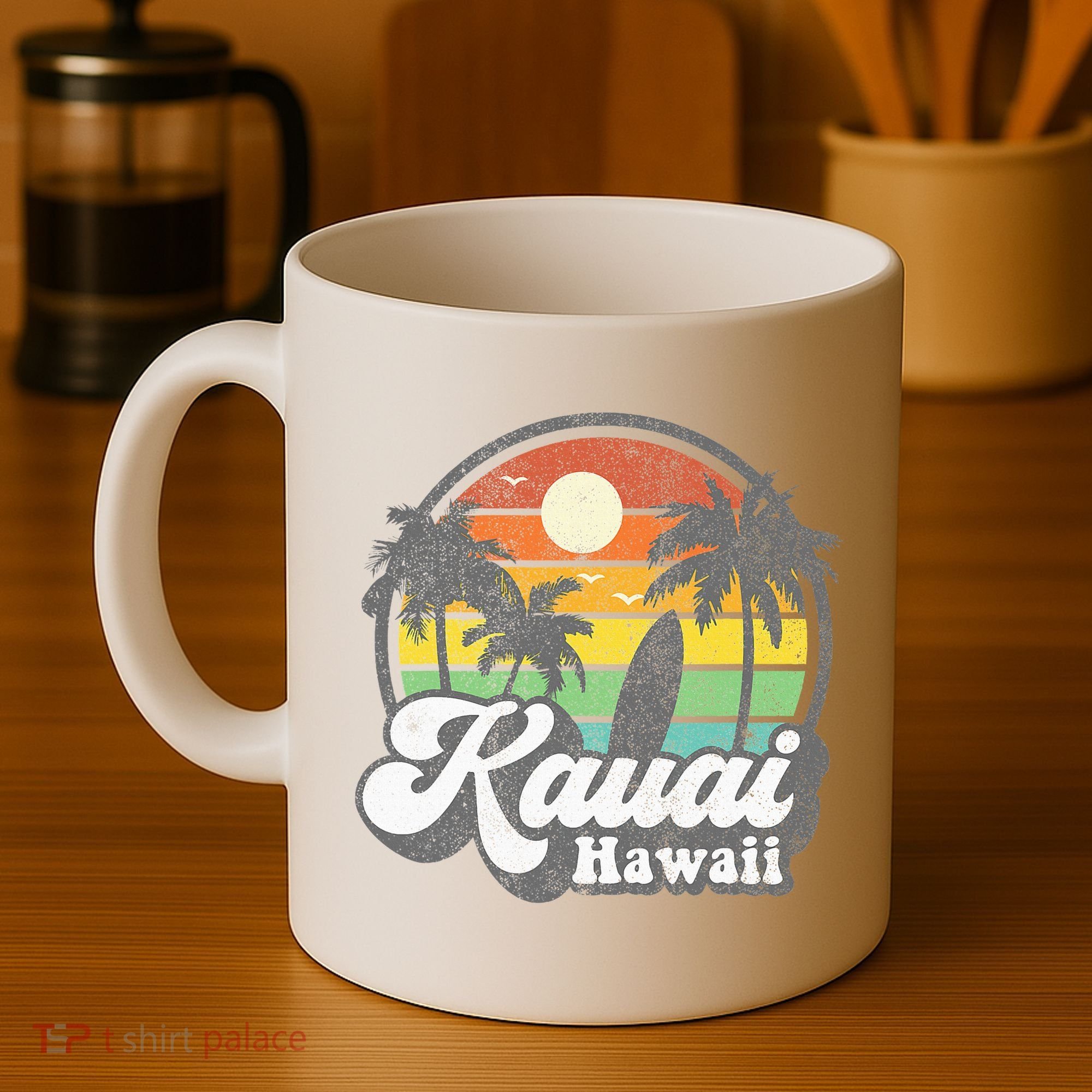 Kauai Beach Hawaii Surf Hawaiian Surfing 70s Coffee Mug