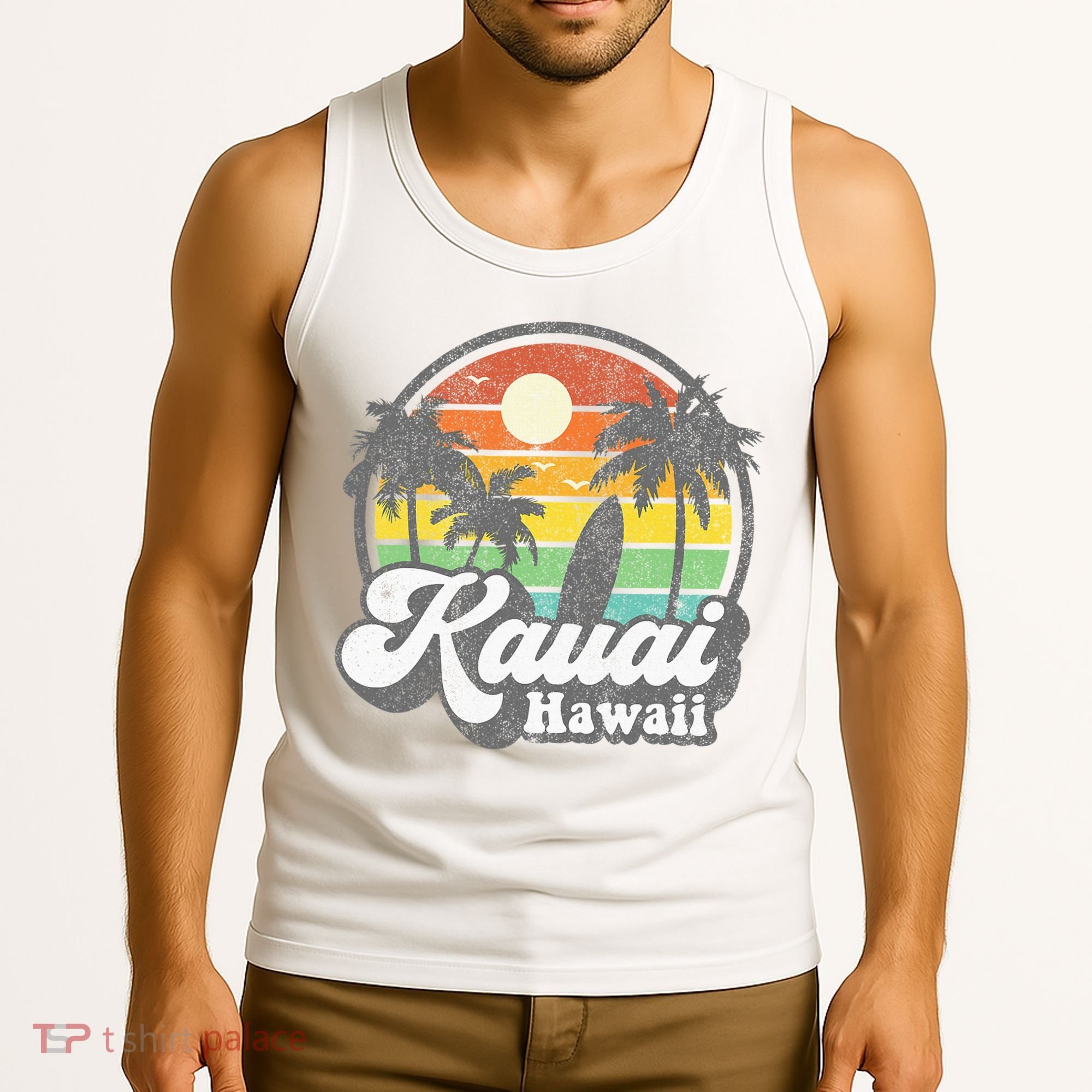 Kauai Beach Hawaii Surf Hawaiian Surfing 70s Tank Top