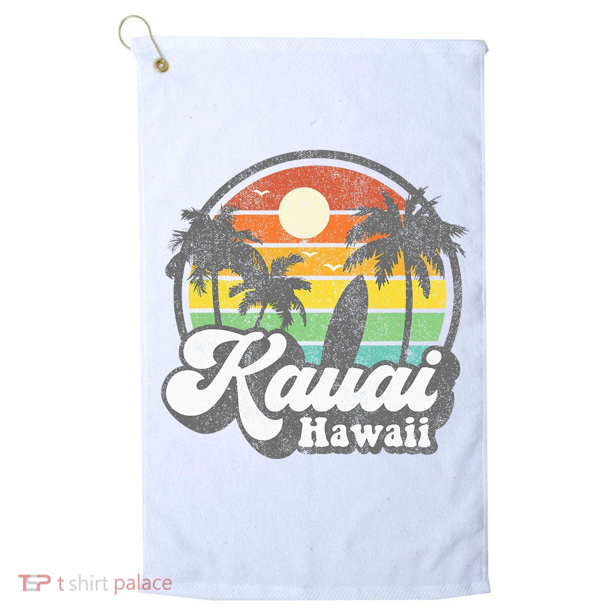 Kauai Beach Hawaii Surf Hawaiian Surfing 70s Golf Towel