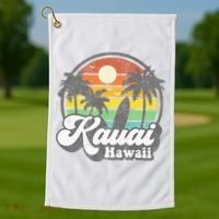 Kauai Beach Hawaii Surf Hawaiian Surfing 70s Golf Towel thumb 1