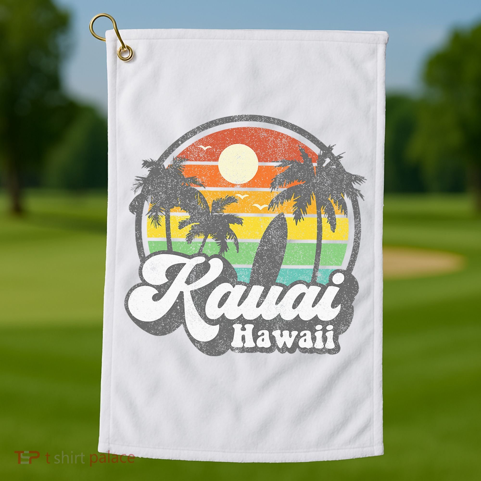 Kauai Beach Hawaii Surf Hawaiian Surfing 70s Golf Towel