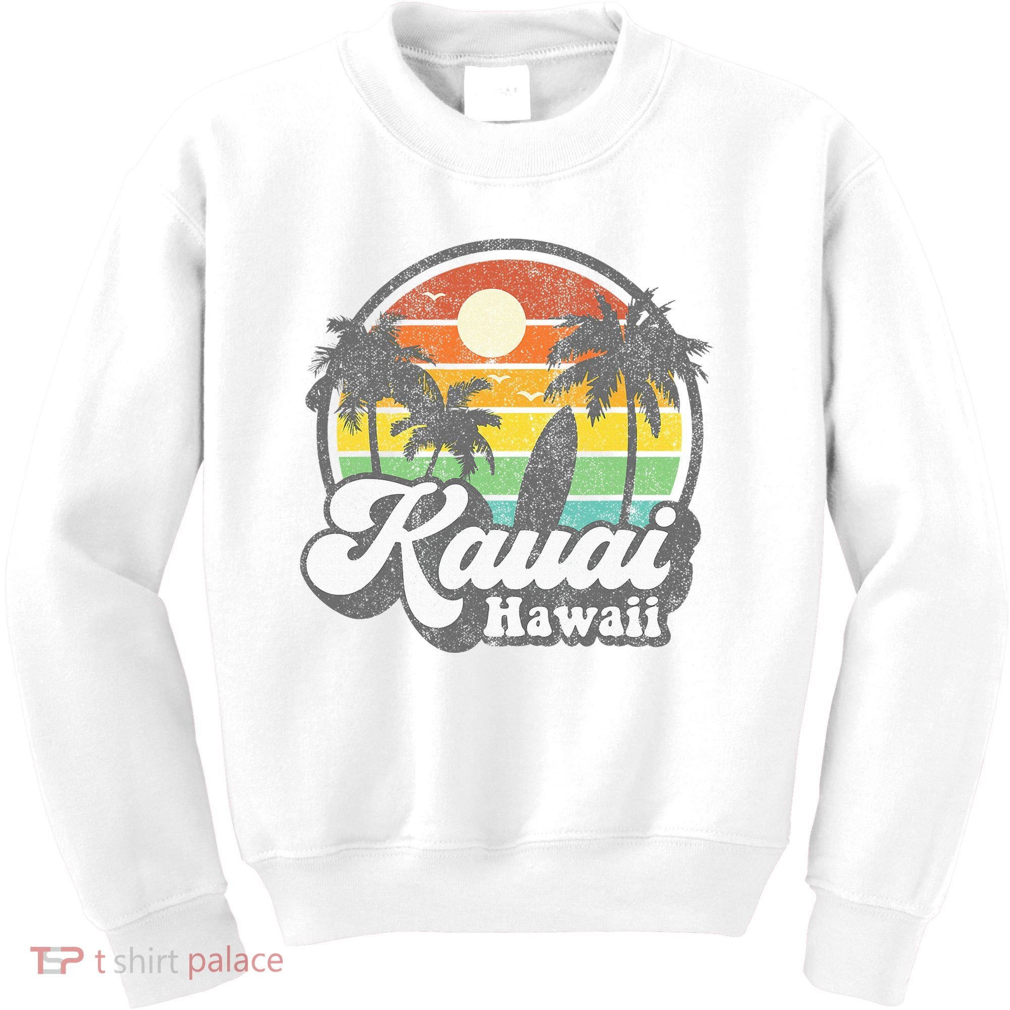 Kauai Beach Hawaii Surf Hawaiian Surfing 70s Kids Sweatshirt