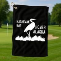 Kachemak Bay Homer Alaska Crane Gift Golf Towel thumb 1