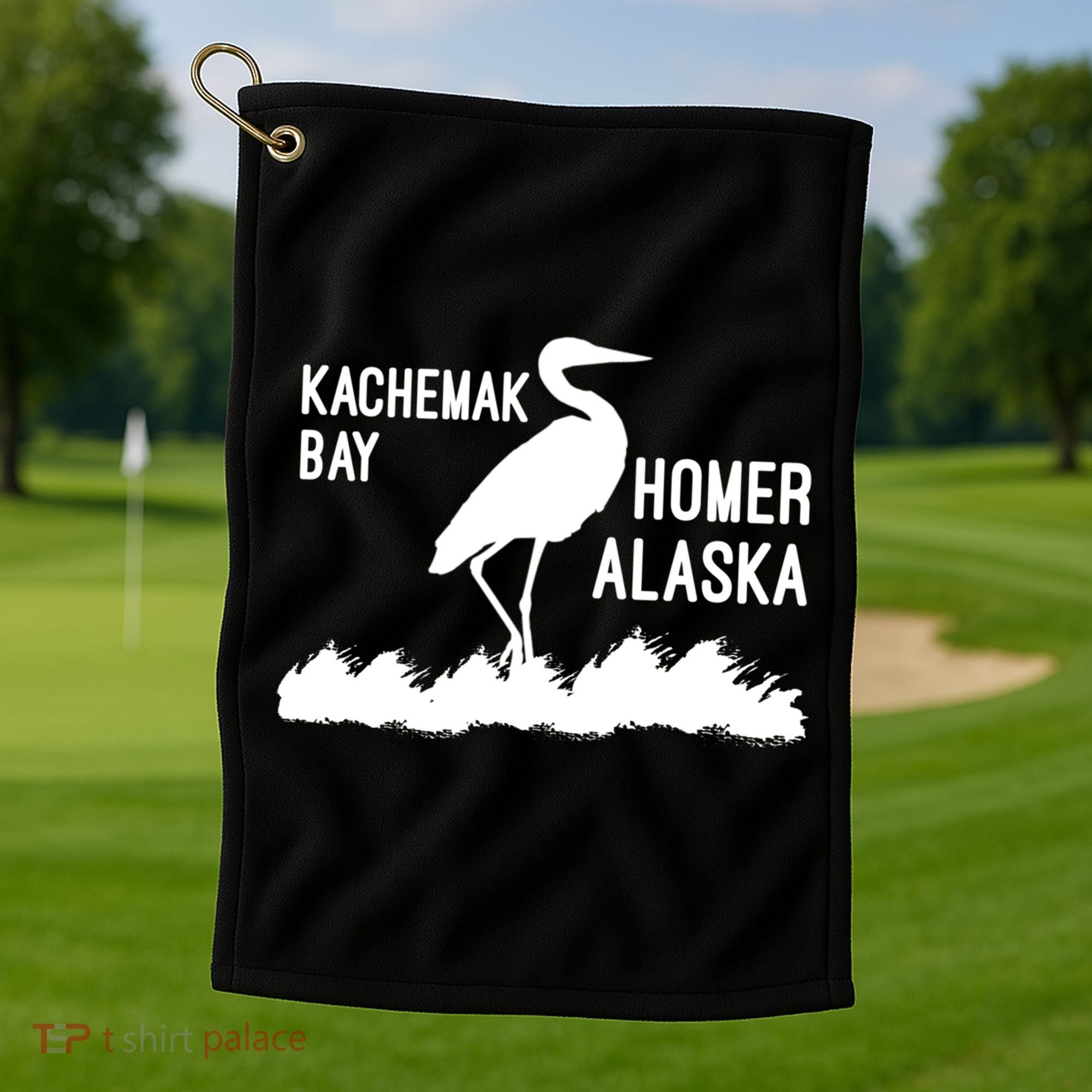Kachemak Bay Homer Alaska Crane Gift Golf Towel