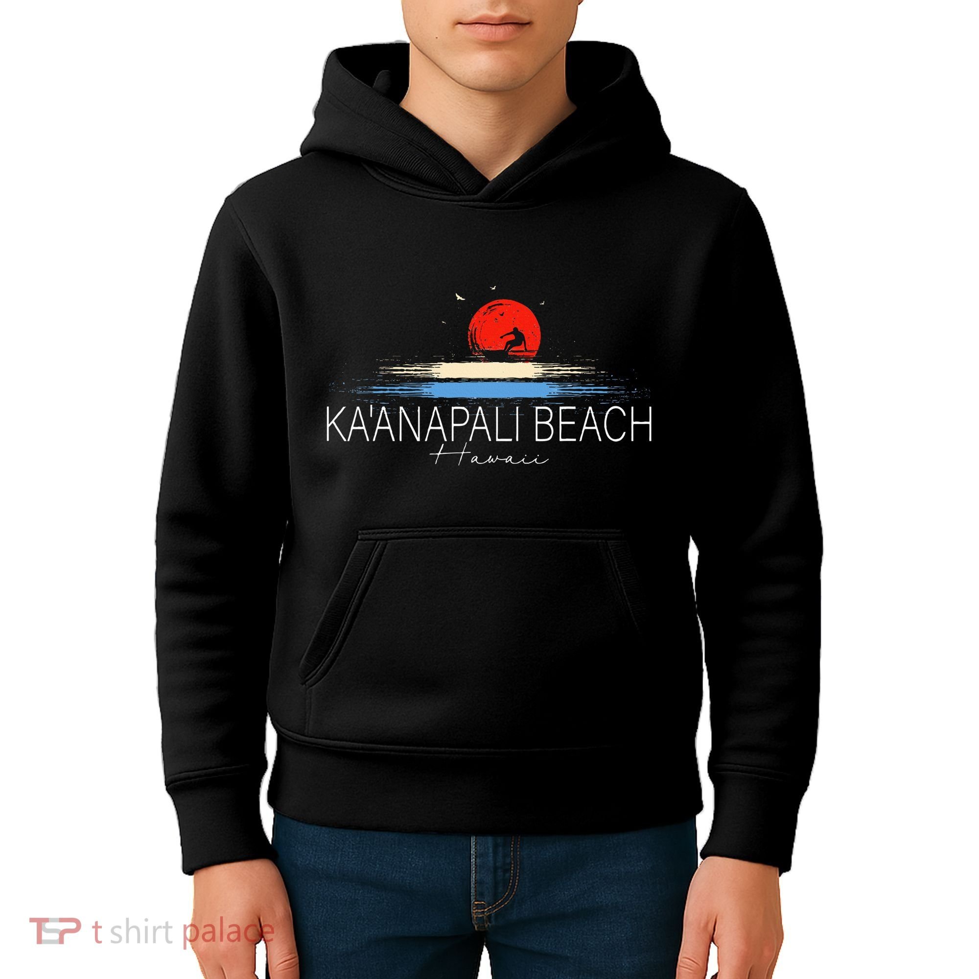 KaAnapali Beach Hawaii Sea Surfing Kids Hoodie