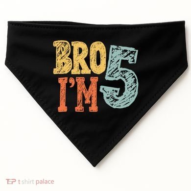 Kids Bro Im Five Years Old 5th Birthday USA-Made Doggie Bandana