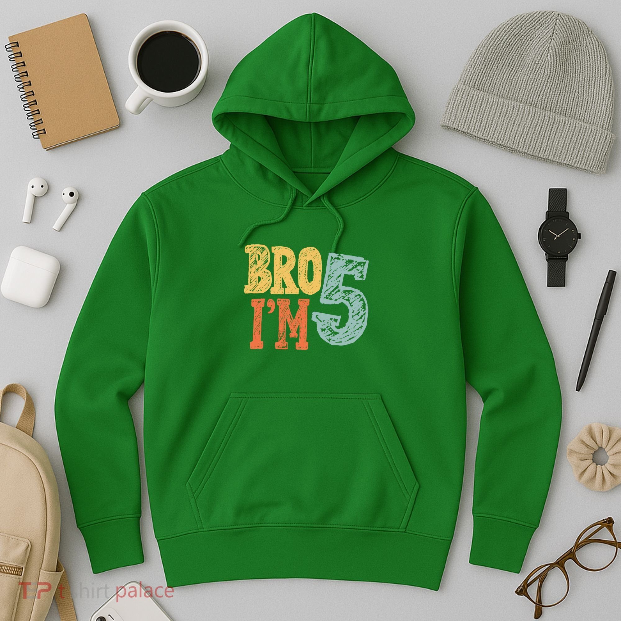 Kids Bro Im Five Years Old 5th Birthday Hoodie