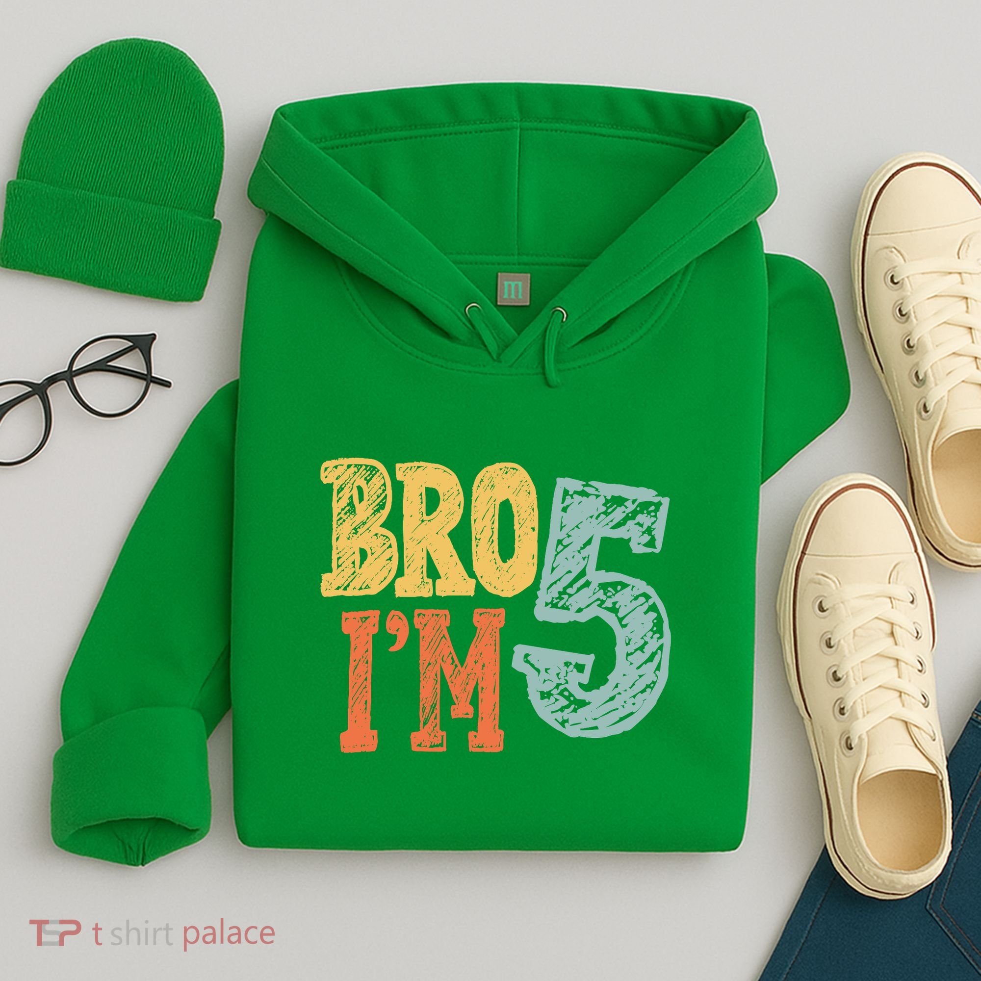 Kids Bro Im Five Years Old 5th Birthday Hoodie