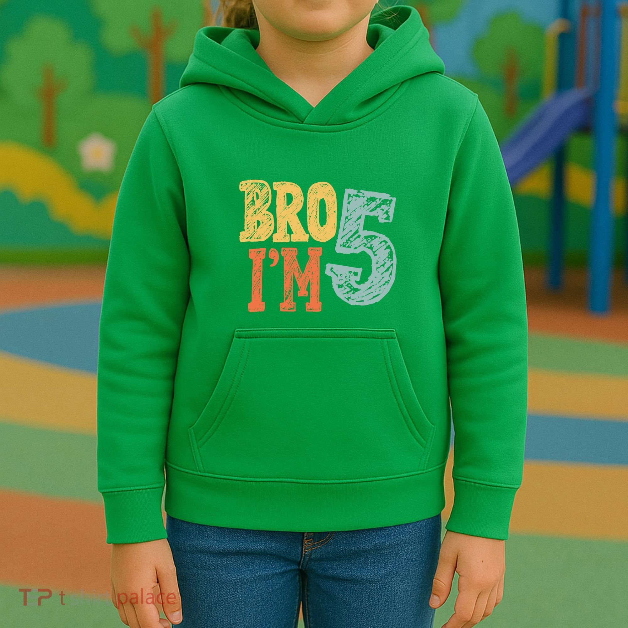 Kids Bro Im Five Years Old 5th Birthday Kids Hoodie