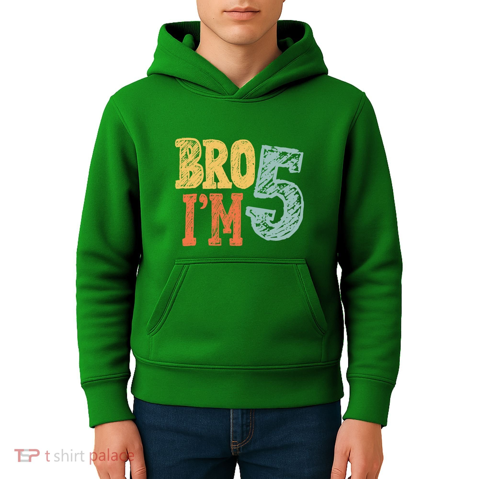 Kids Bro Im Five Years Old 5th Birthday Kids Hoodie